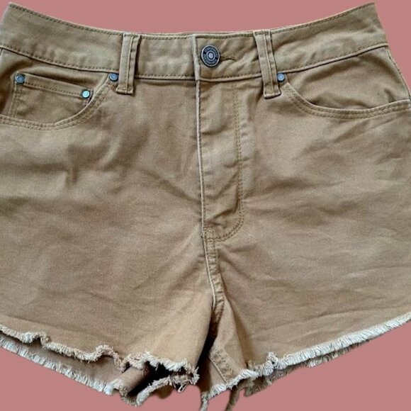 REWASH BRAND BEIGE/CAPPUCCINO DENIM CUT-OFF SHORTS, SIZE 3/26 - Picture 1 of 12